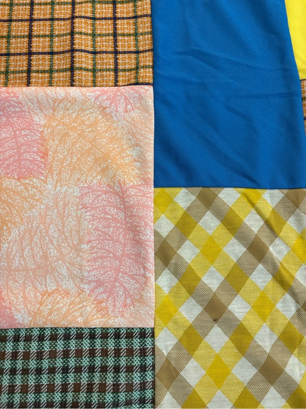 Vintage Handmade Patchwork Quilt Throw in Multi Colors 61” x 81”